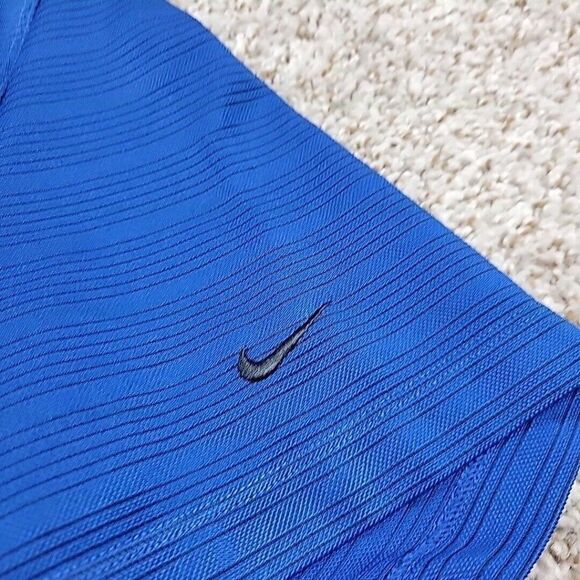 Nike Golf Polo Shirt Mens XL Blue Black Performance DriFit Short Sleeve Striped - Picture 4 of 7